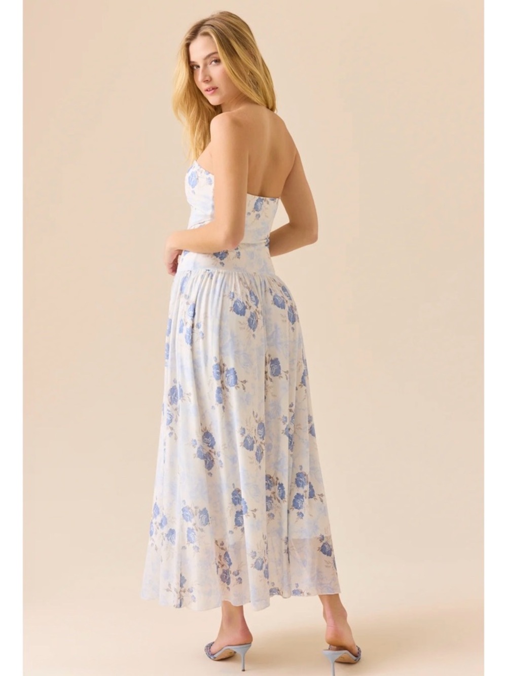 Altar’d State Strapless Blue Floral Maxi Dress - Picture 2 of 4